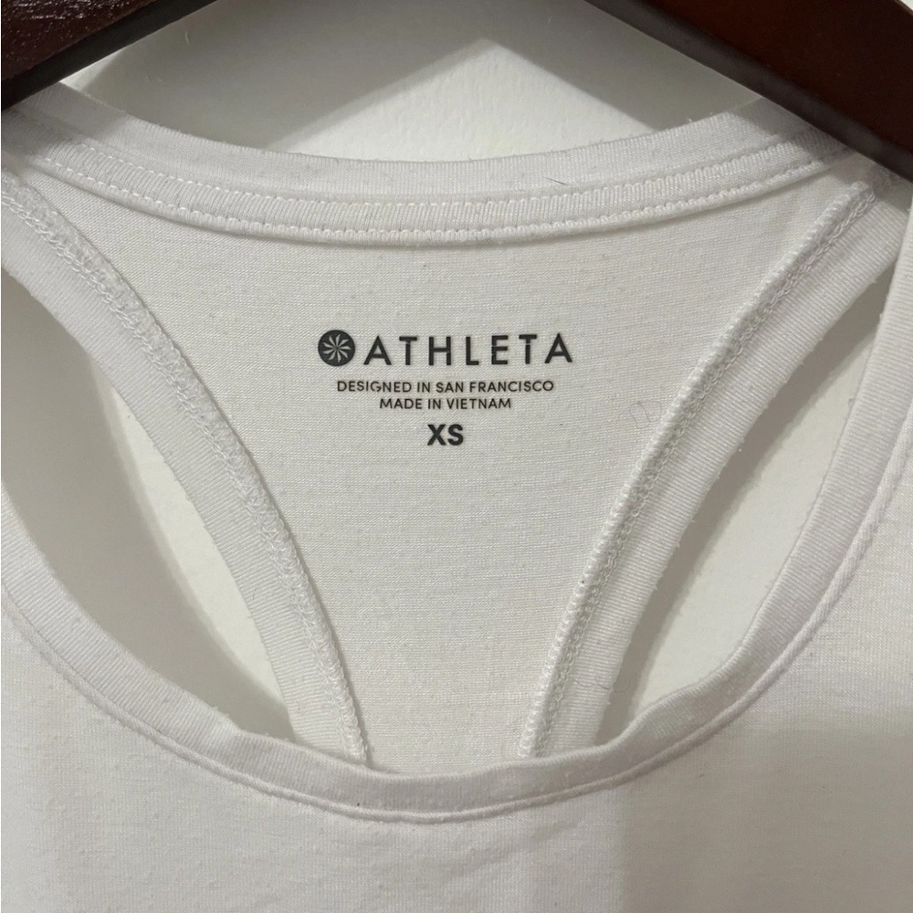 Athleta Women’s Basic Racerback White Cinched Side Athletic Tank XS - Picture 2 of 5